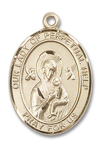 Our Lady of Perpetual Help Medal - 14kt Gold Oval Pendant 3 Sizes