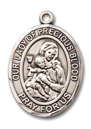 Our Lady of Precious Blood Medal - Sterling Silver Oval Pendant 3 Sizes