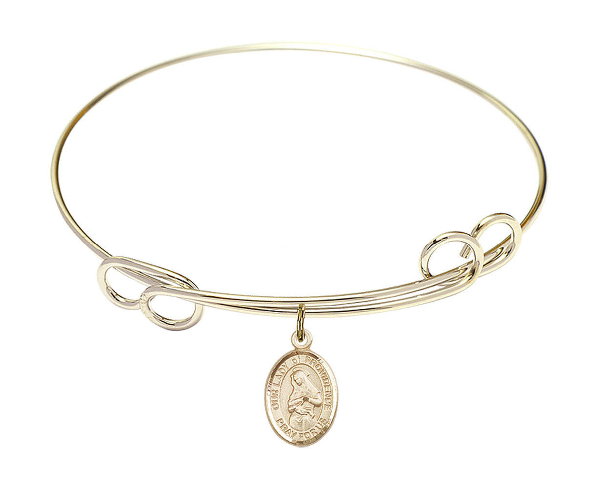 Our Lady of Providence Double Loop Bangle Bracelet - Gold-Filled Charm 9087GF