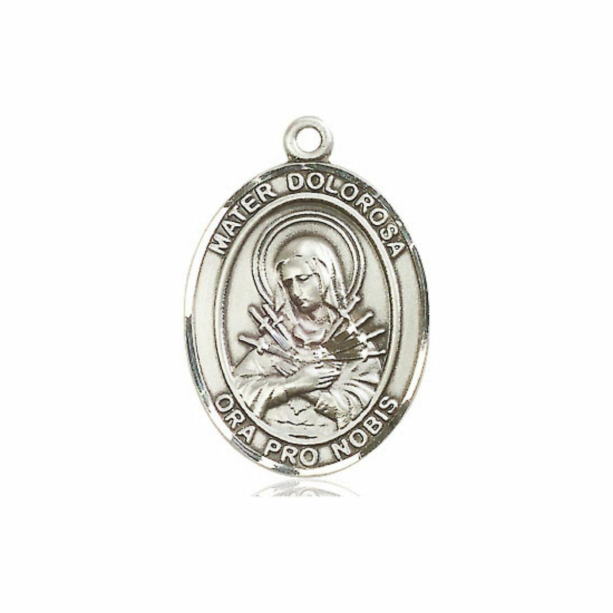 Our Lady of Seven Sorrows Medal - Sterling Silver Oval Pendant 3 Sizes