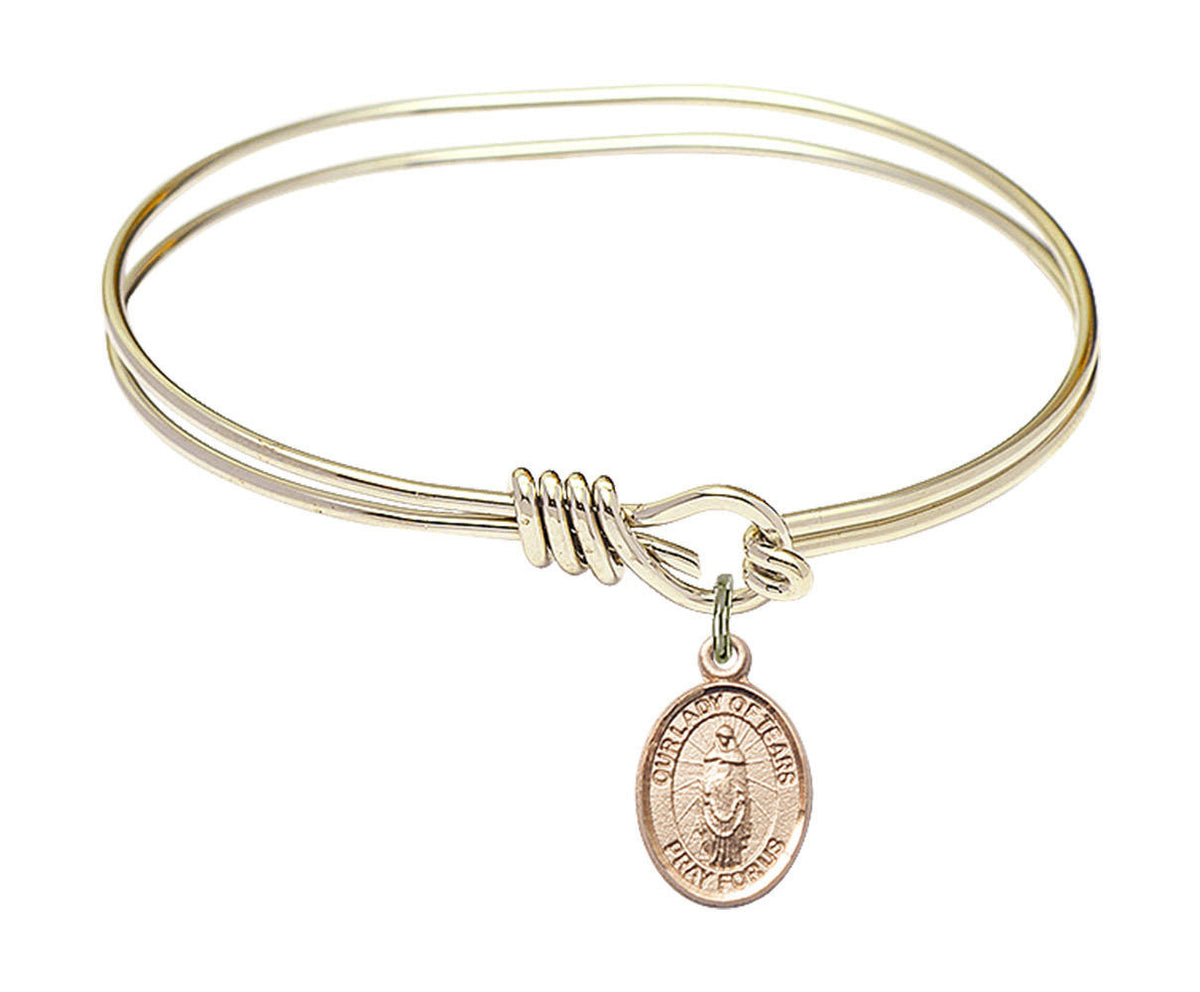 Our Lady of Tears Eye Hook Bangle Bracelet - Gold-Filled Charm 9346GF