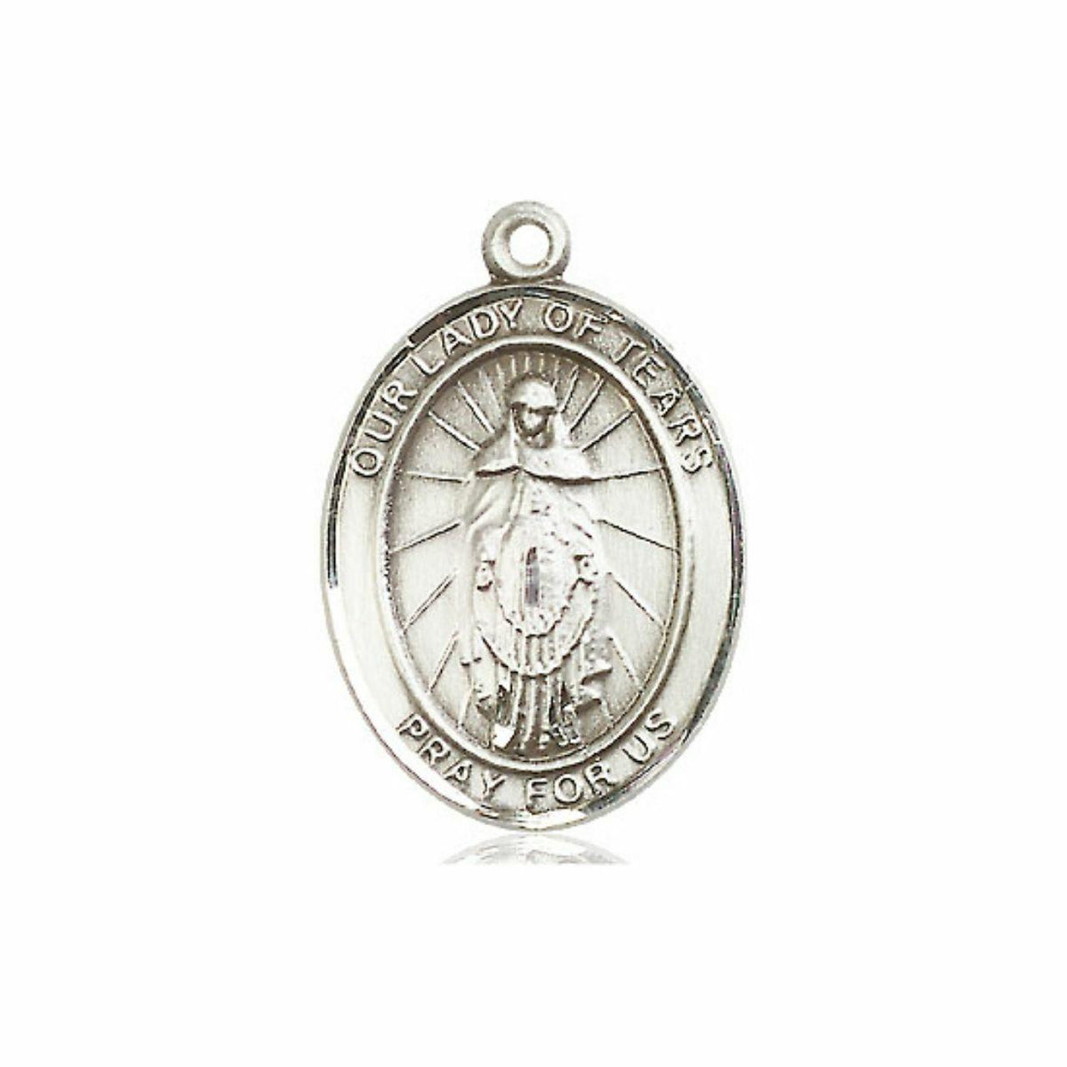 Our Lady of Tears Medal - Sterling Silver Oval Pendant 3 Sizes