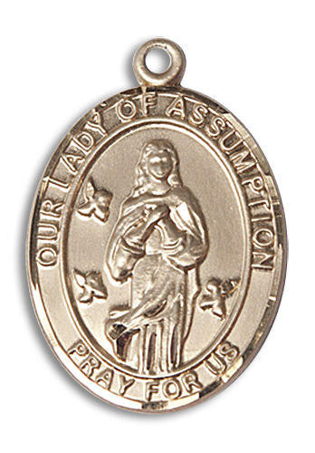 Our Lady of The Assumption Medal - 14kt Gold Oval Pendant 3 Sizes
