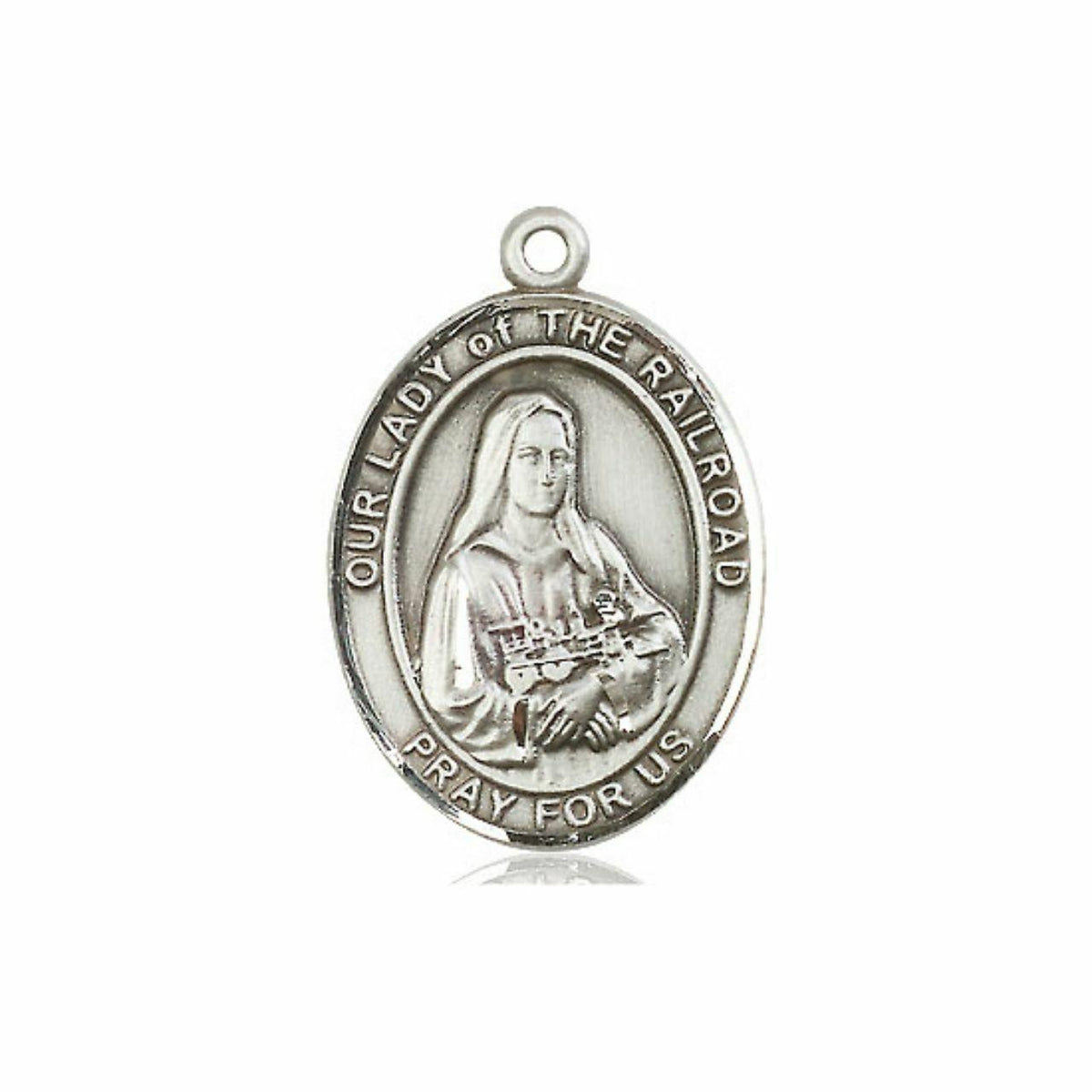 Our Lady of The Railroad Medal - Sterling Silver Oval Pendant 3 Sizes