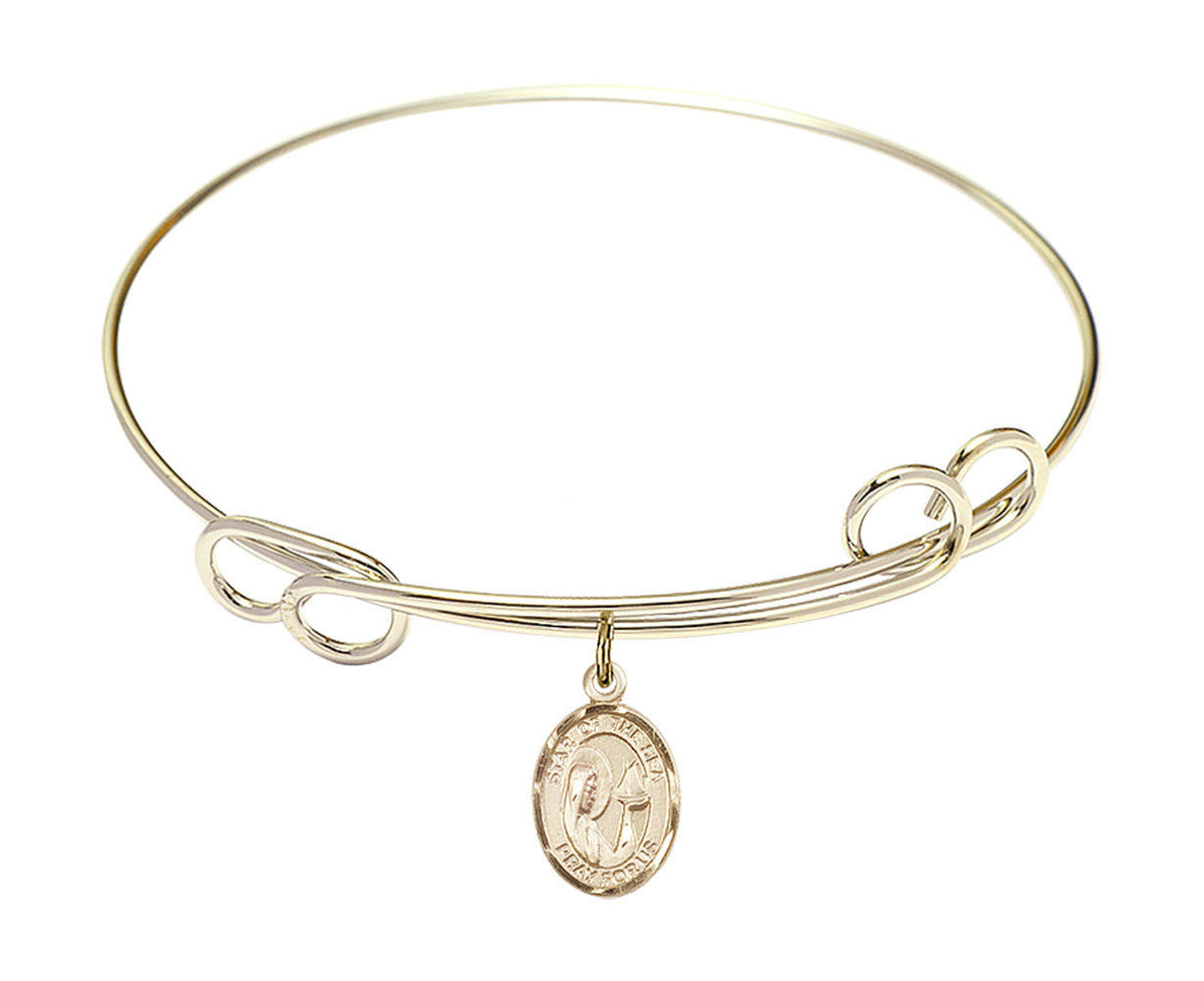 Our Lady Star of The Sea Double Loop Bangle Bracelet - Gold-Filled Charm 9101GF