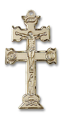 Oversized Caravaca Crucifix Pendant - 14kt Gold 2 x 1 6085