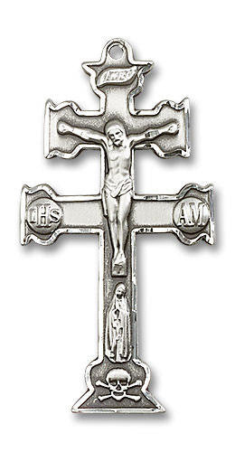 Oversized Caravaca Crucifix Pendant - Sterling Silver 2 x 1 6085SS