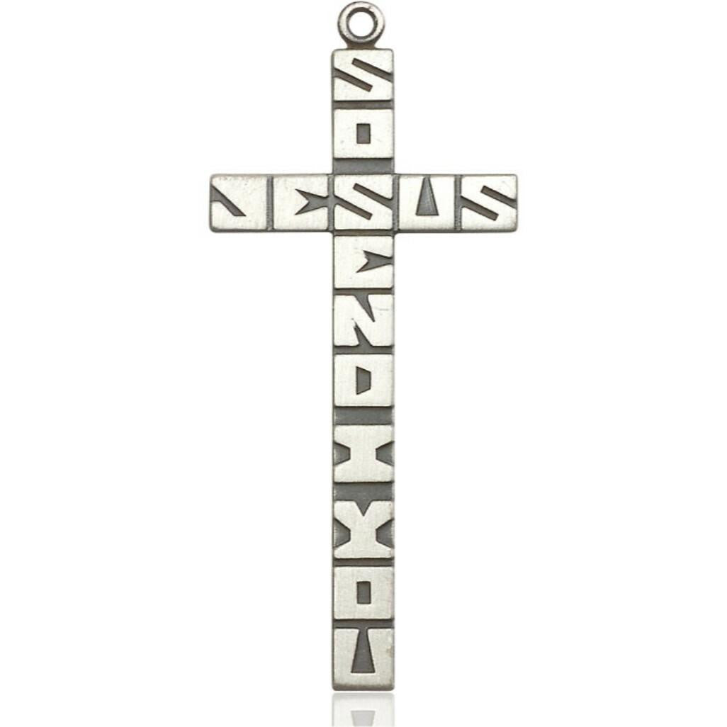 Oversized Jesus So Send I You Cross Pendant - Sterling Silver 2 1/4 x 1 5926SS