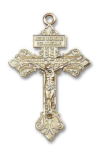 Oversized Pardon Crucifix Pendant - 14kt Gold 2 1/8 x 1 3/8 0632
