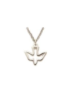 Pierced Dove Necklace - Sterling Silver Pendant On 16" Stainless Chain (SM0371SH)