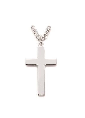 Plain Cross Necklace - Sterling Silver Pendant on 24 Stainless Chain SX0327SH