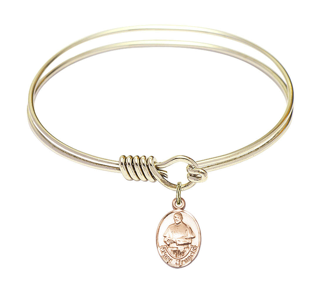 Pope Francis Round Eye Hook Bangle Bracelet - Gold-Filled Charm - 6.25 Inch 9451GF