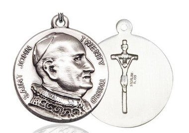 Pope St. John XXIII Medal - Sterling Silver 1" x 7/8" Round Pendant (1008SS)
