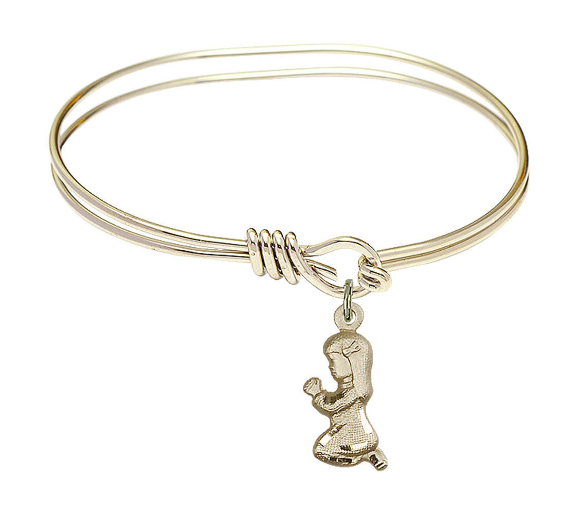 Praying Girl Eye Hook Bangle Bracelet - Gold-Filled Charm 4262GF