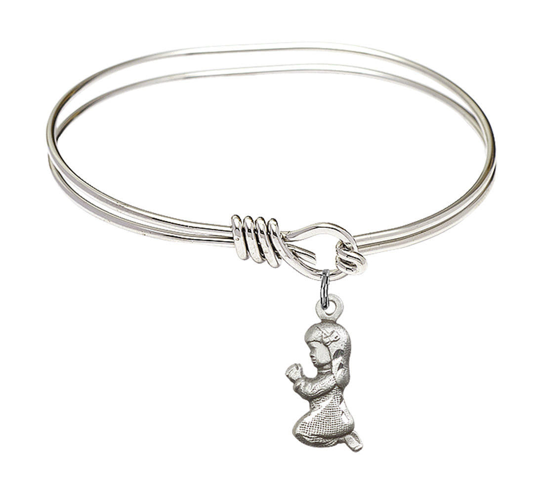 Praying Girl Eye Hook Bangle Bracelet - Sterling Silver Charm 4262SS