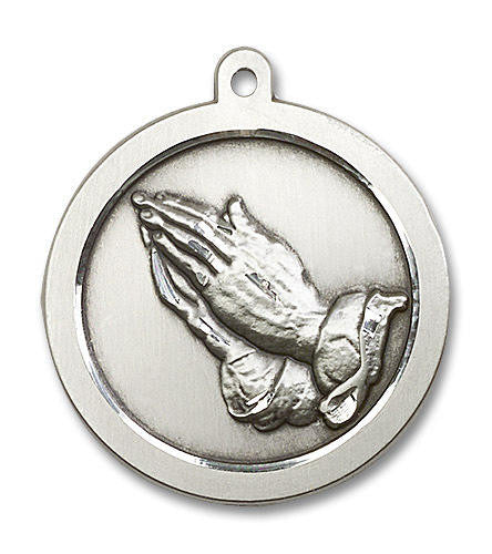 Praying Hand Medal - Sterling Silver 1 5/8" x 1 3/8" Pendant (2031SS)