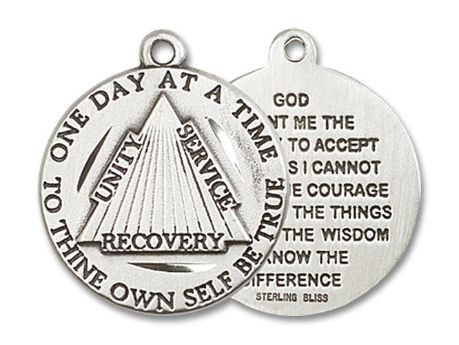 Recovery Medal - Sterling Silver 3/4 x 3/4 Round Pendant 6088SS
