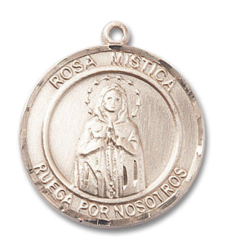 Rosa Mistica Medal - 14kt Gold Round Pendant 2 Sizes