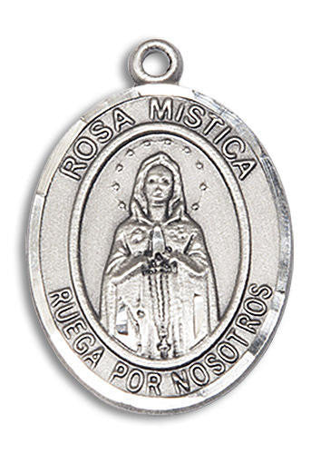 Rosa Mistica Medal - Sterling Silver Oval Pendant 2 Sizes