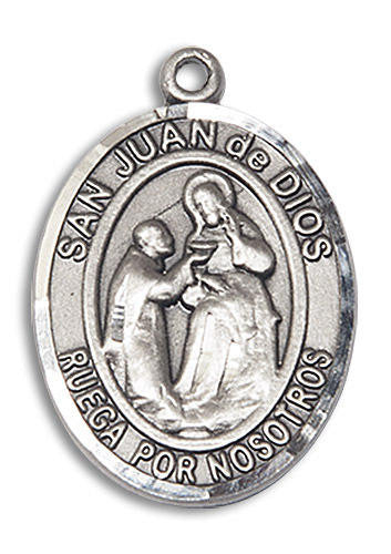 San Juan De Dios Medal - Sterling Silver Oval Pendant 2 Sizes