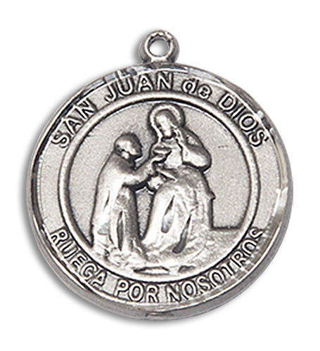 San Juan De Dios Medal - Sterling Silver Round Pendant 2 Sizes