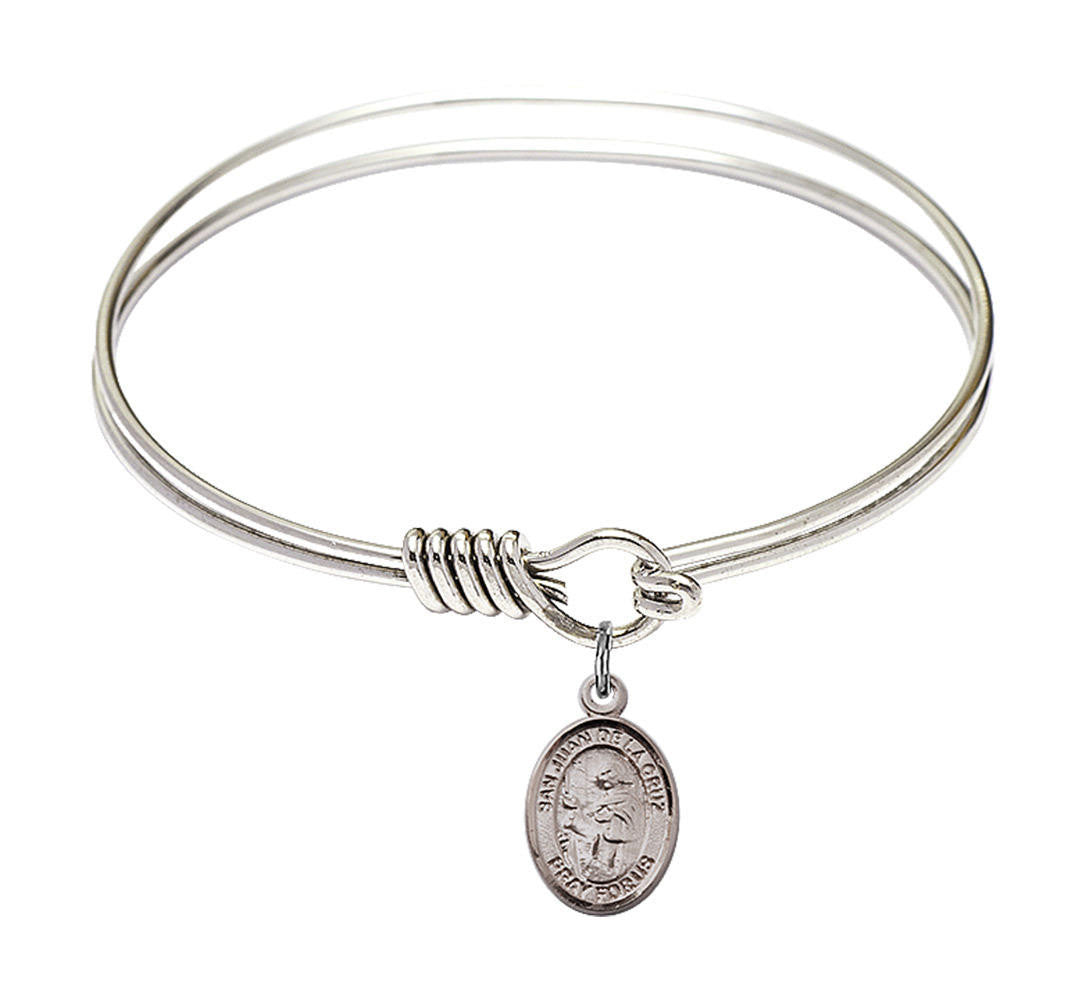 San Juan De La Cruz Round Eye Hook Bangle Bracelet - Sterling Silver Charm - 6.25 Inch 9232SS