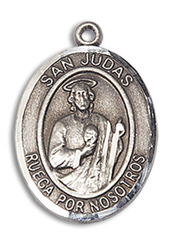 San Judas Medal - Sterling Silver Oval Pendant 2 Sizes