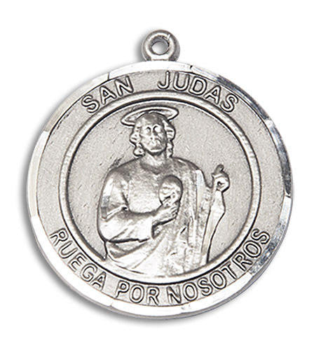 San Judas Medal - Sterling Silver Round Pendant 2 Sizes