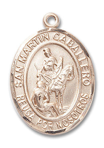 San Martin Caballero Medal - 14kt Gold Oval Pendant 2 Sizes