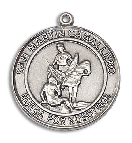 San Martin Caballero Medal - Sterling Silver Round Pendant 2 Sizes