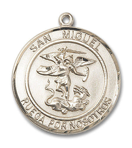 San Miguel Arcangel Medal - 14kt Gold Round Pendant 2 Sizes