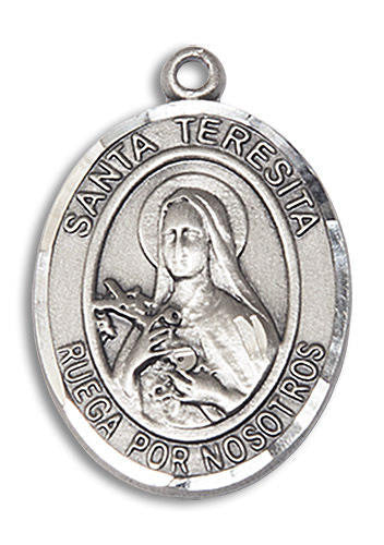 Santa Teresita Medal - Sterling Silver Oval Pendant 2 Sizes