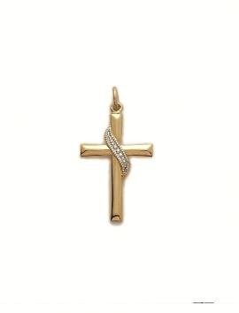 Sash Cross Necklace - Gold-Filled Pendant on 18 Gold-Plated Chain SX1423GH