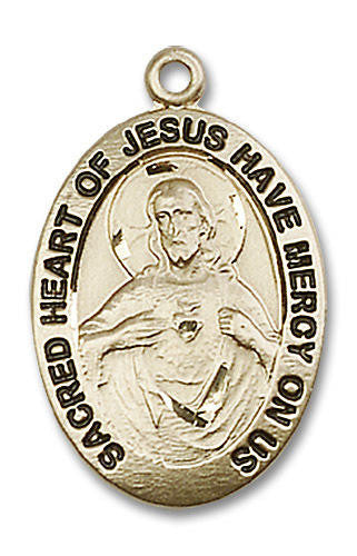 Scapular Medal - 14kt Gold 1 x 3/4 Oval Pendant 4028