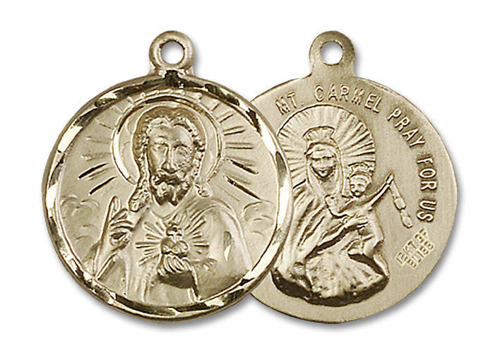 Scapular Medal - 14kt Gold 3/4 x 3/4 Round Pendant 0017S