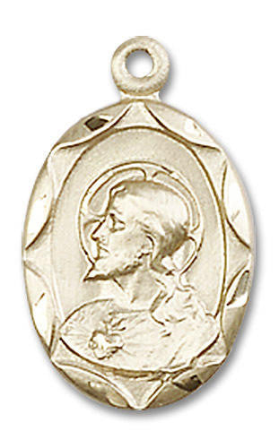 Scapular Medal - 14kt Gold 3/4 x 3/8 Oval Pendant 0612S