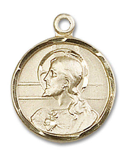 Scapular Medal - 14kt Gold 5/8 x 1/2 Round Pendant 0601S