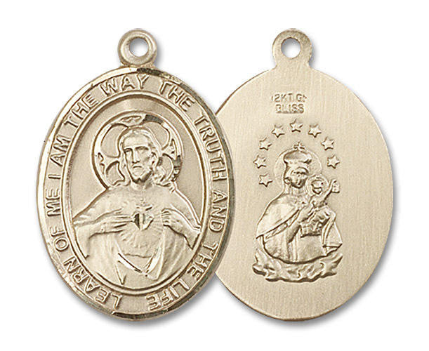 Scapular Medal - 14kt Gold Oval Pendant 3 Sizes