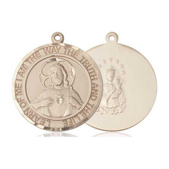 Scapular Medal - 14kt Gold Round Pendant 2 Sizes