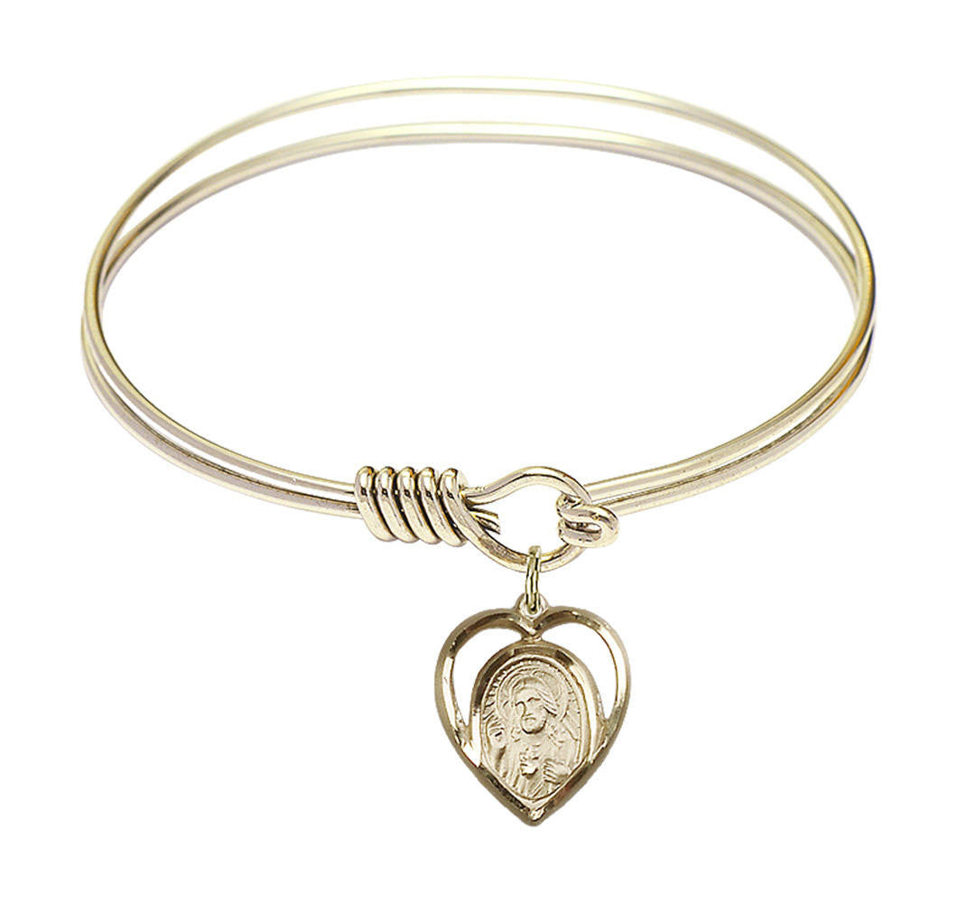 Scapular Round Eye Hook Bangle Bracelet - Gold-Filled Charm - 6.25 Inch 4126GF