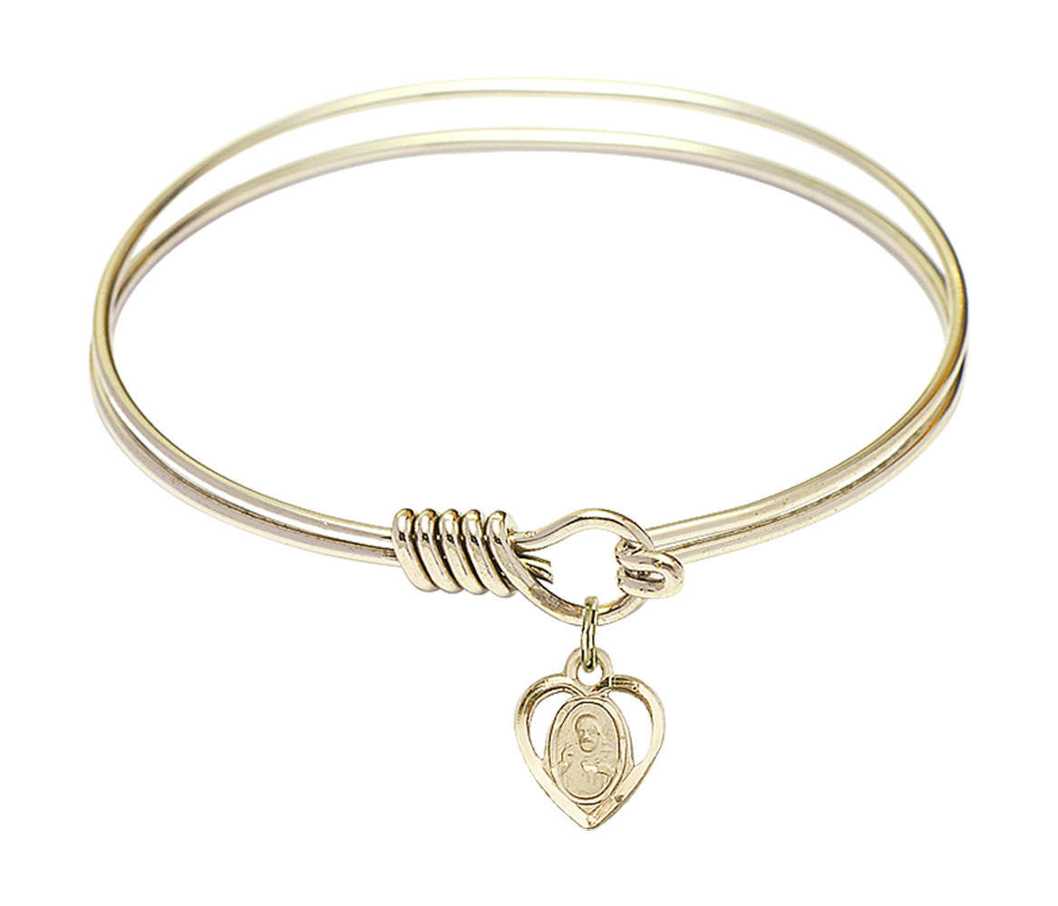 Scapular Round Eye Hook Bangle Bracelet - Gold-Filled Charm - 6.25 Inch 5402GF