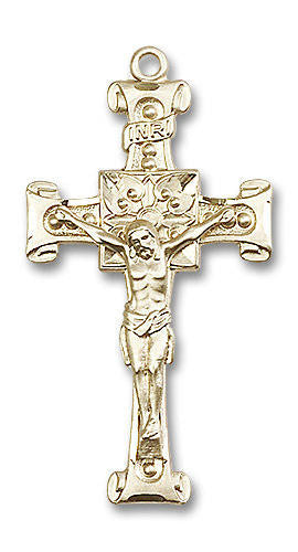 Scroll Ends Crucifix Pendant - 14kt Gold 1 3/4 x 7/8 0479