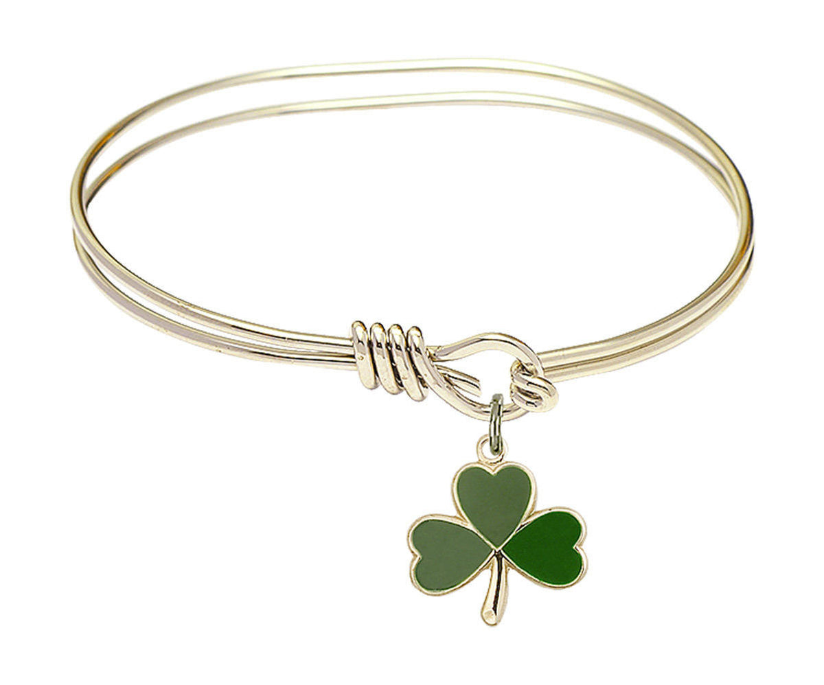 Shamrock Eye Hook Bangle Bracelet - Gold-Filled Charm 5243GF