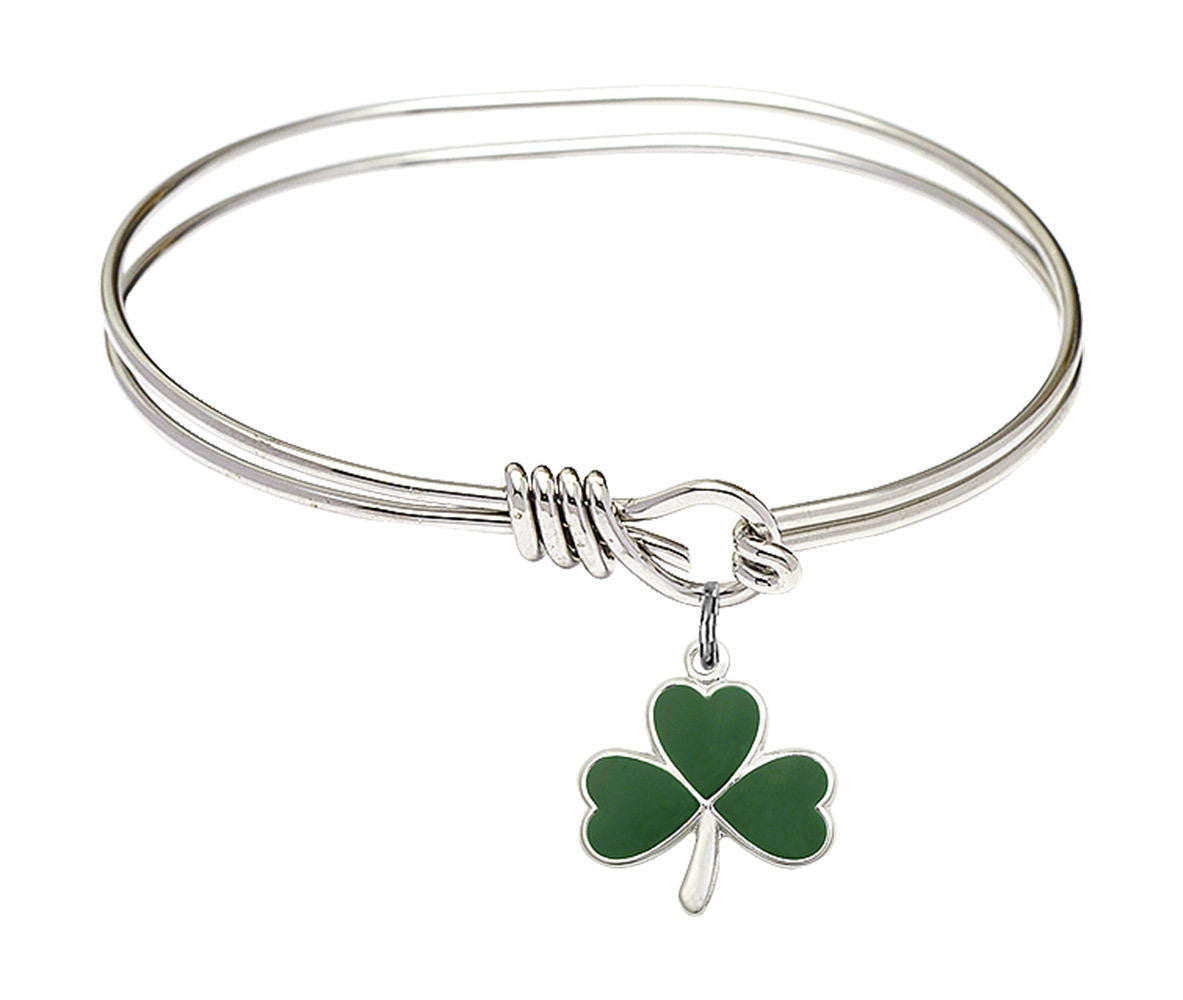 Shamrock Eye Hook Bangle Bracelet - Sterling Silver Charm 5243SS