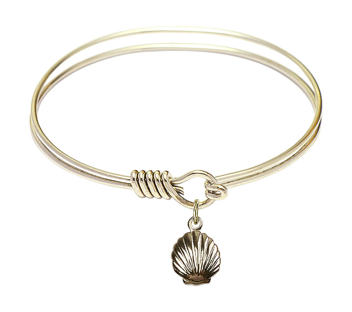 Shell Round Eye Hook Bangle Bracelet - Gold-Filled Charm - 6.25 Inch 1260GF