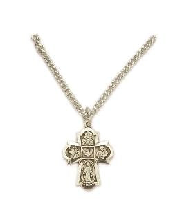 Small Communion 4-Way Necklace - Sterling Silver Medal On 18 Stainless Chain SM0658SH