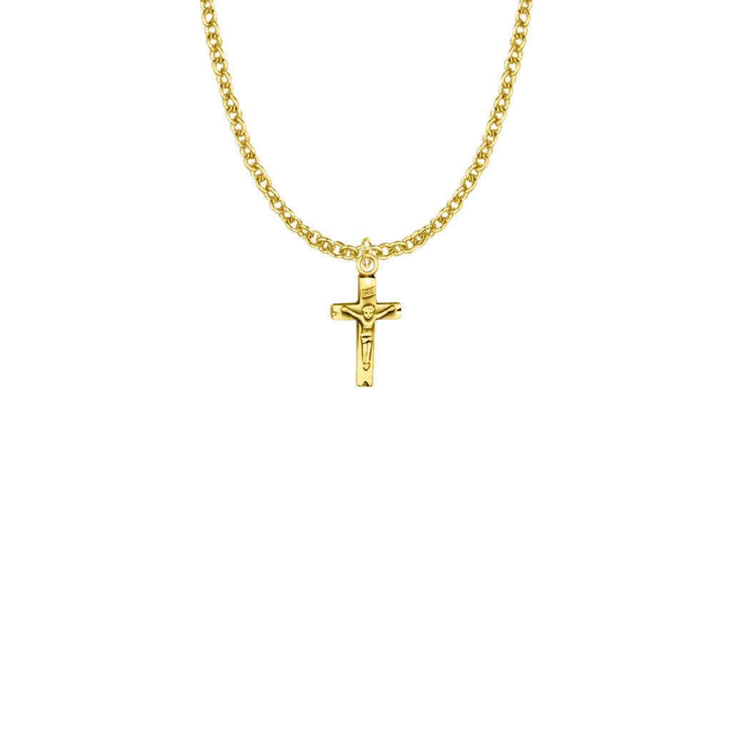 Small Crucifix Necklace - 14K Gold-Filled Pendant On 16 Gold-Plated Chain SX1391GH