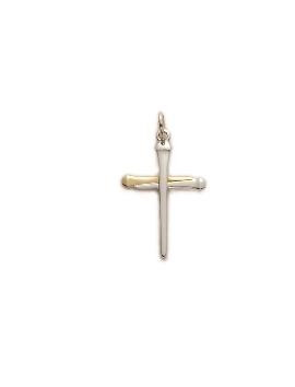 Small Nail Cross Necklace - Sterling Silver Pendant on 18 Stainless Chain SX8080SH