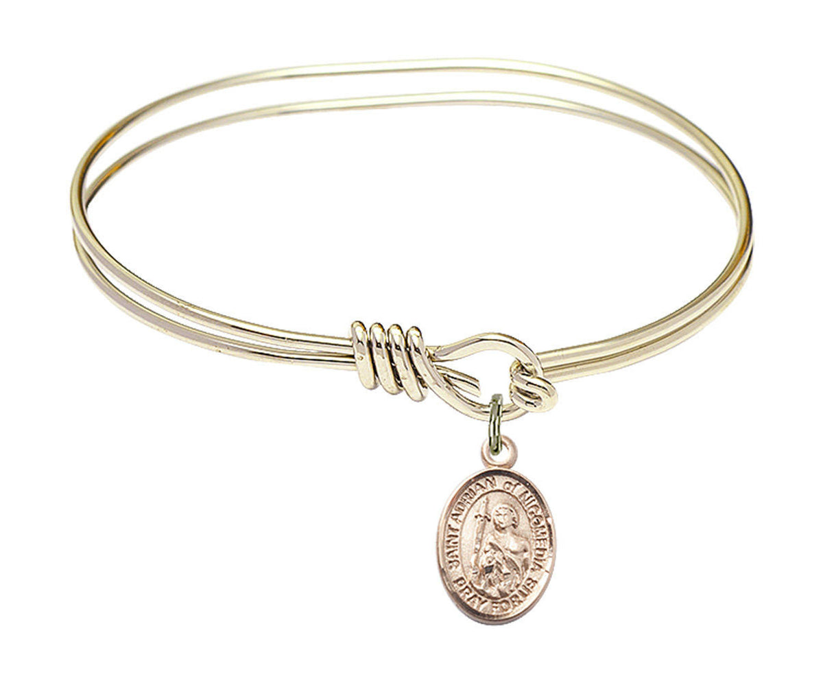 St Adrian of Nicomedia Eye Hook Bangle Bracelet - Gold-Filled Charm 9353GF