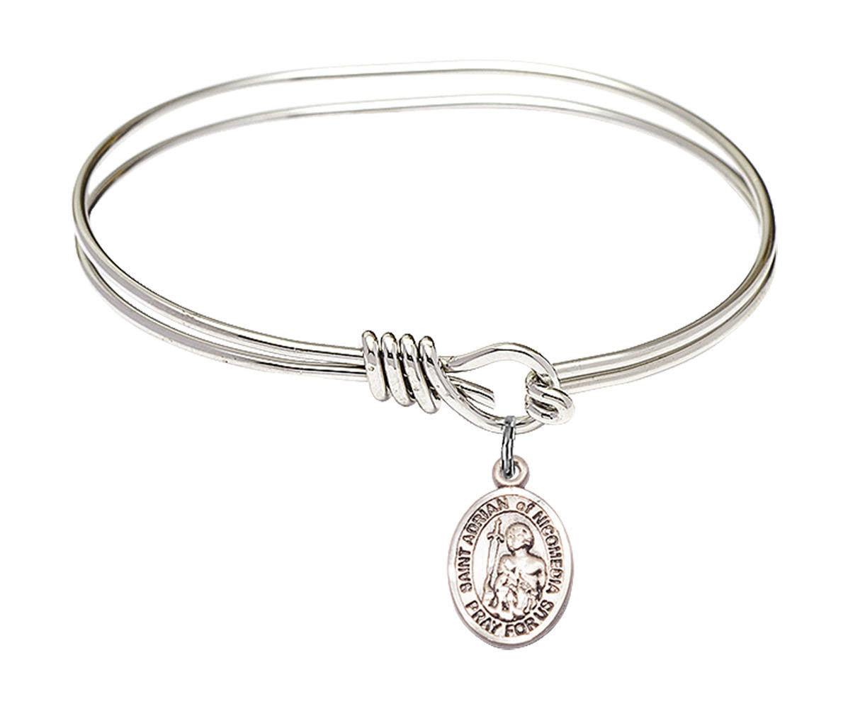 St Adrian of Nicomedia Eye Hook Bangle Bracelet - Sterling Silver Charm 9353SS